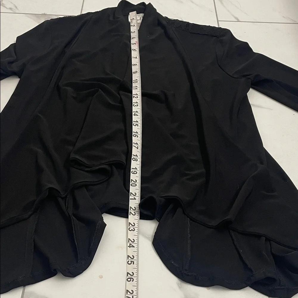 Joseph Ribkoff Elegant Fitted Black Cover Up Jacket Long Sleeves Lace Back Sz 10 - Picture 10 of 12